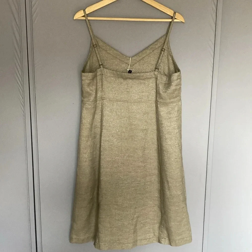 Eileen Fisher Twinkle Metallic  Linen Mini Slip Dress small petite Style #SOTY-2 - Picture 8 of 11